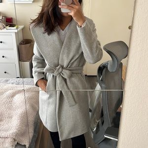 Ann Taylor herringbone shawl collar wrap coat